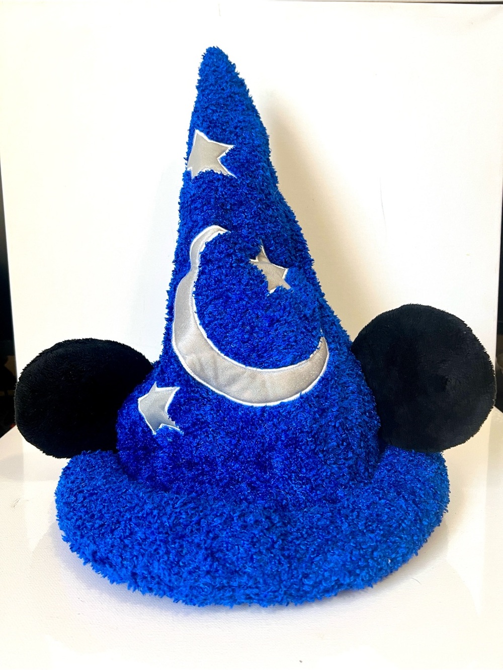 Disney Parks Mickey Mouse Fantasia Wizard Blue Plush Hat with Ears